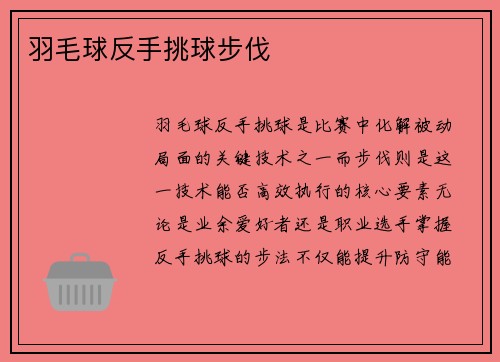 羽毛球反手挑球步伐