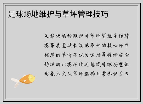 足球场地维护与草坪管理技巧